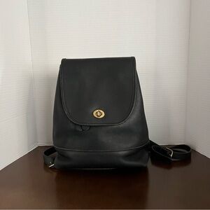 Vintage 1999 Coach Black Leather Daypack Bag Backpack 9791 with pull tag